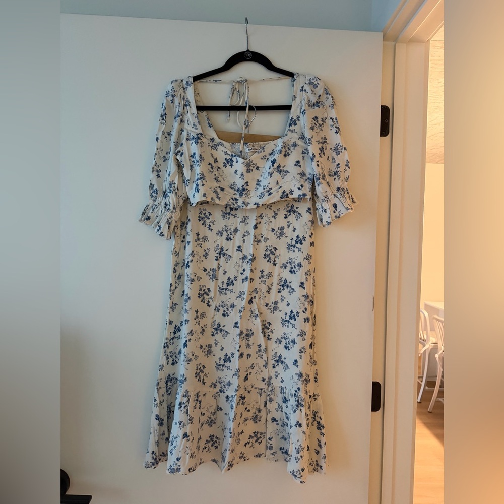 Reformation Blue Floral Maxi Dress in Cream Base